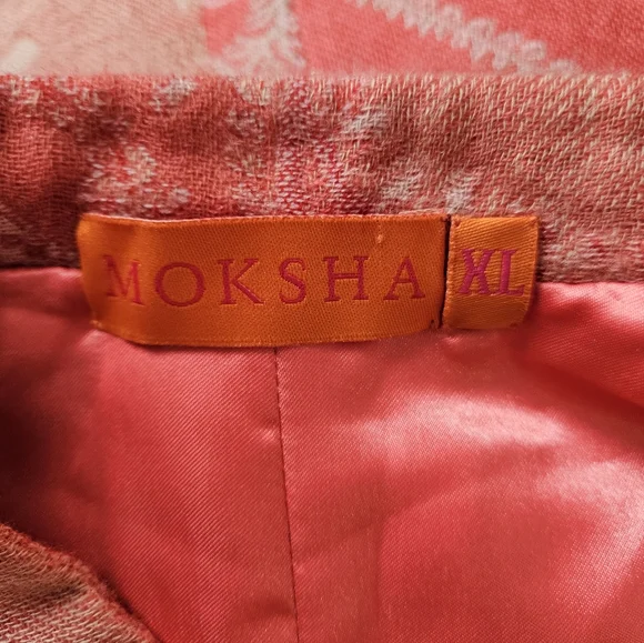 Anthropologie Moksha pink embroidered tapestry long wool jacket coat XLarge - Picture 3 of 9